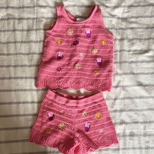 Mini Mouse Pink Crochet Tank + Shorts Set